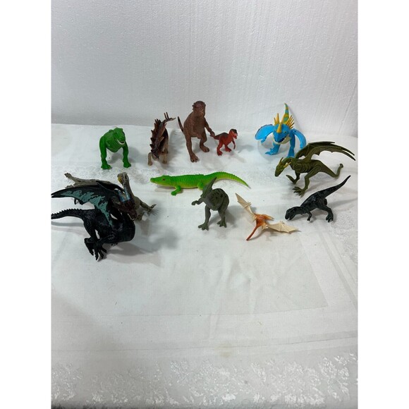 12 pc Mixed Brands Dinosaur Dragons Prehistoric Plastic Toy Lot - Picture 2 of 9